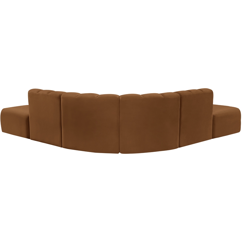 Bowery Hill Contemporary Soft Saddle Velvet Modular Sectional