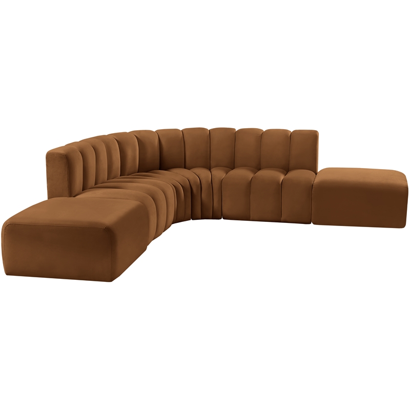 Bowery Hill Contemporary Soft Saddle Velvet Modular Sectional