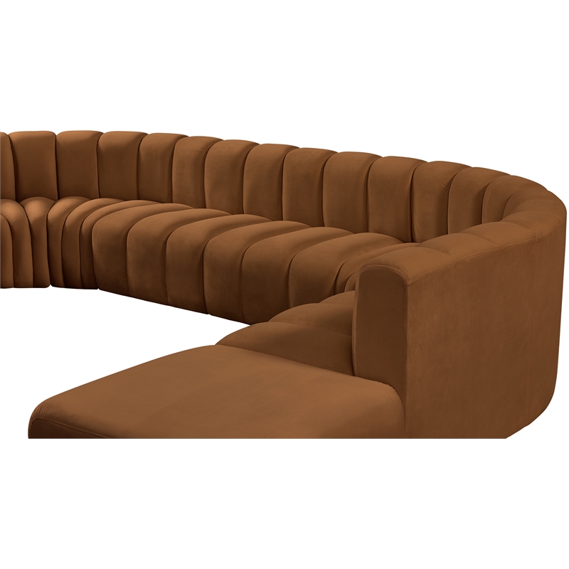 Bowery Hill Contemporary Soft Saddle Velvet Modular Sectional