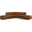 Bowery Hill Contemporary Soft Saddle Velvet Modular Sectional