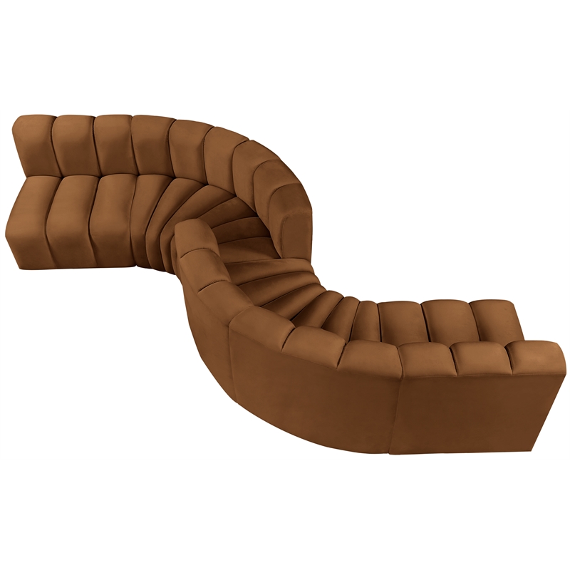 Bowery Hill Contemporary Soft Saddle Velvet Modular Sectional