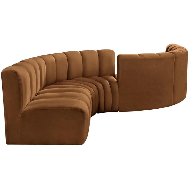 Bowery Hill Contemporary Soft Saddle Velvet Modular Sectional