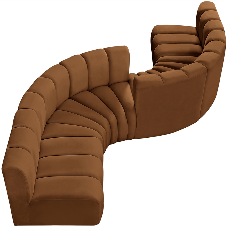 Bowery Hill Contemporary Soft Saddle Velvet Modular Sectional