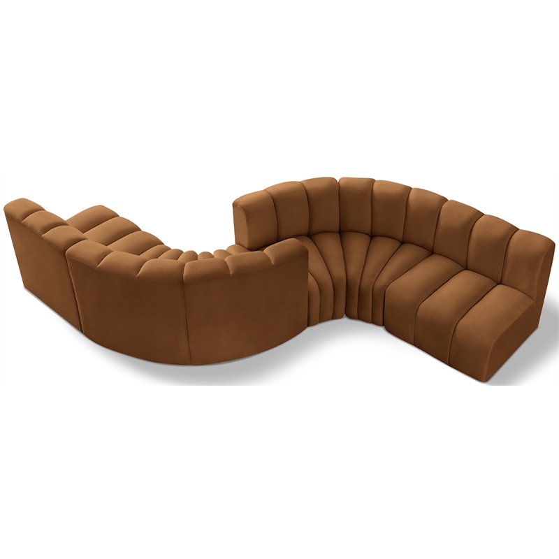 Bowery Hill Contemporary Soft Saddle Velvet Modular Sectional