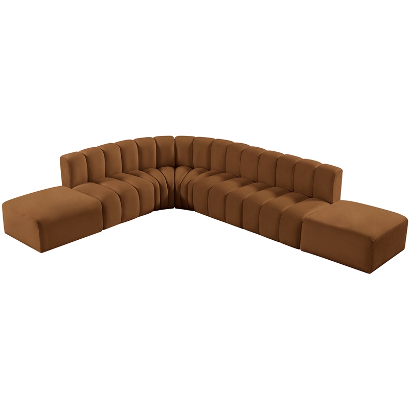Bowery Hill Contemporary Soft Saddle Velvet Modular Sectional