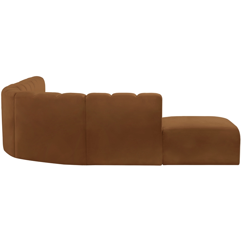 Bowery Hill Contemporary Soft Saddle Velvet Modular Sectional