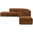 Bowery Hill Contemporary Soft Saddle Velvet Modular Sectional