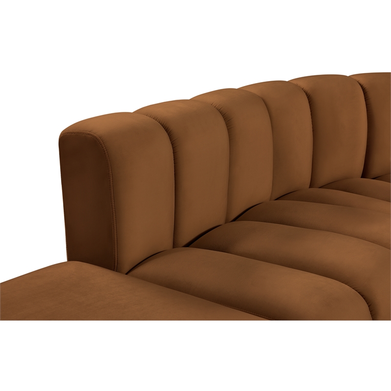 Bowery Hill Contemporary Soft Saddle Velvet Modular Sectional