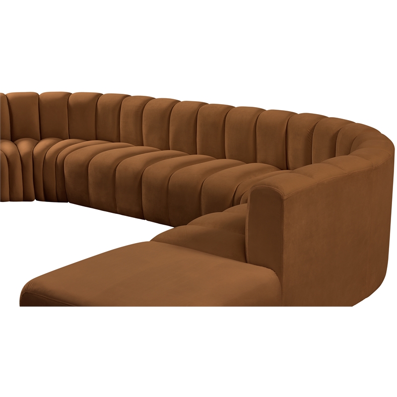 Bowery Hill Contemporary Soft Saddle Velvet Modular Sectional
