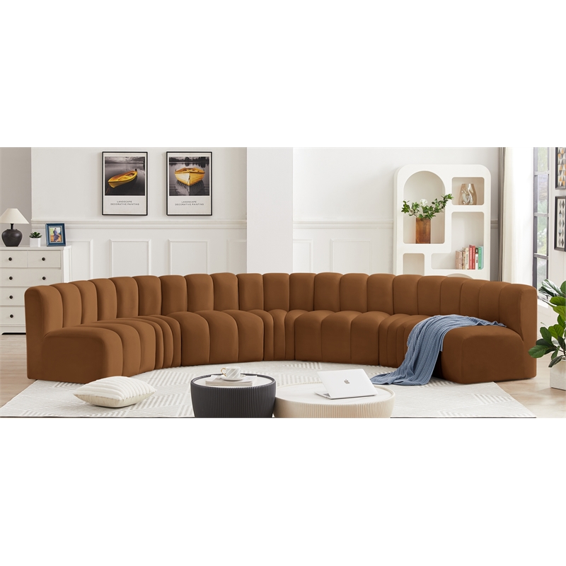 Bowery Hill Contemporary Soft Saddle Velvet Modular Sectional