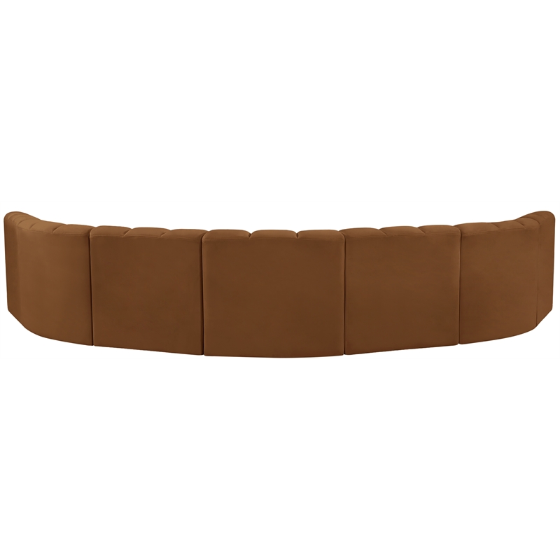 Bowery Hill Contemporary Soft Saddle Velvet Modular Sectional