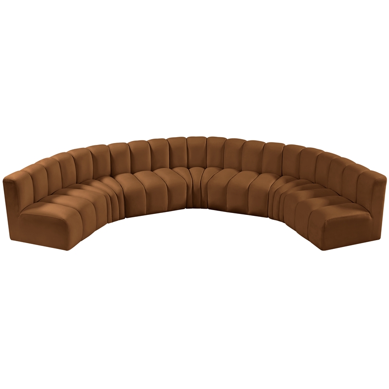 Bowery Hill Contemporary Soft Saddle Velvet Modular Sectional