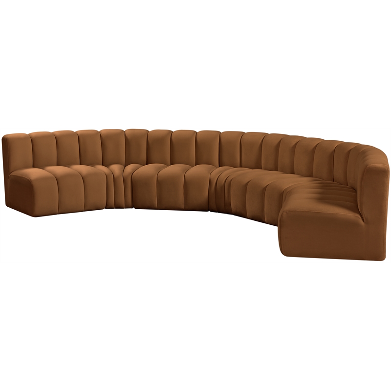 Bowery Hill Contemporary Soft Saddle Velvet Modular Sectional