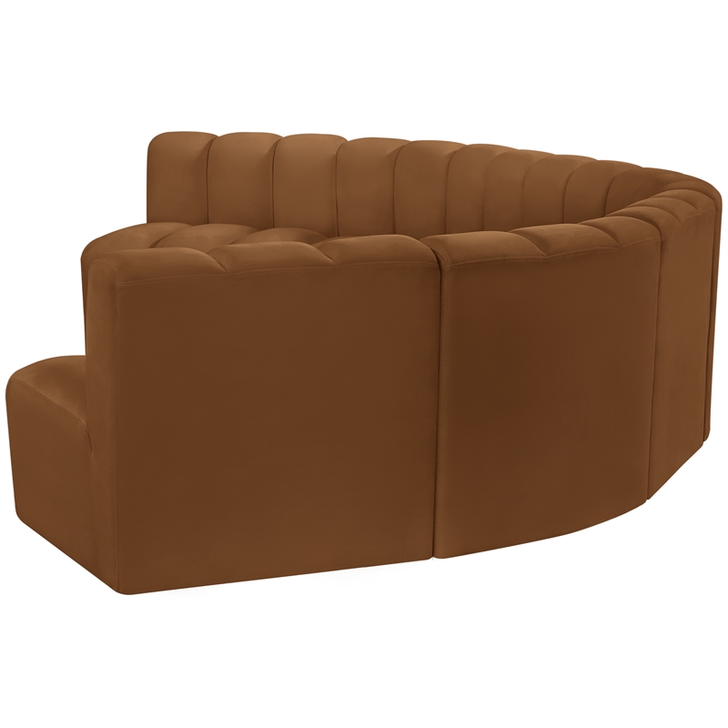 Bowery Hill Contemporary Soft Saddle Velvet Modular Sectional