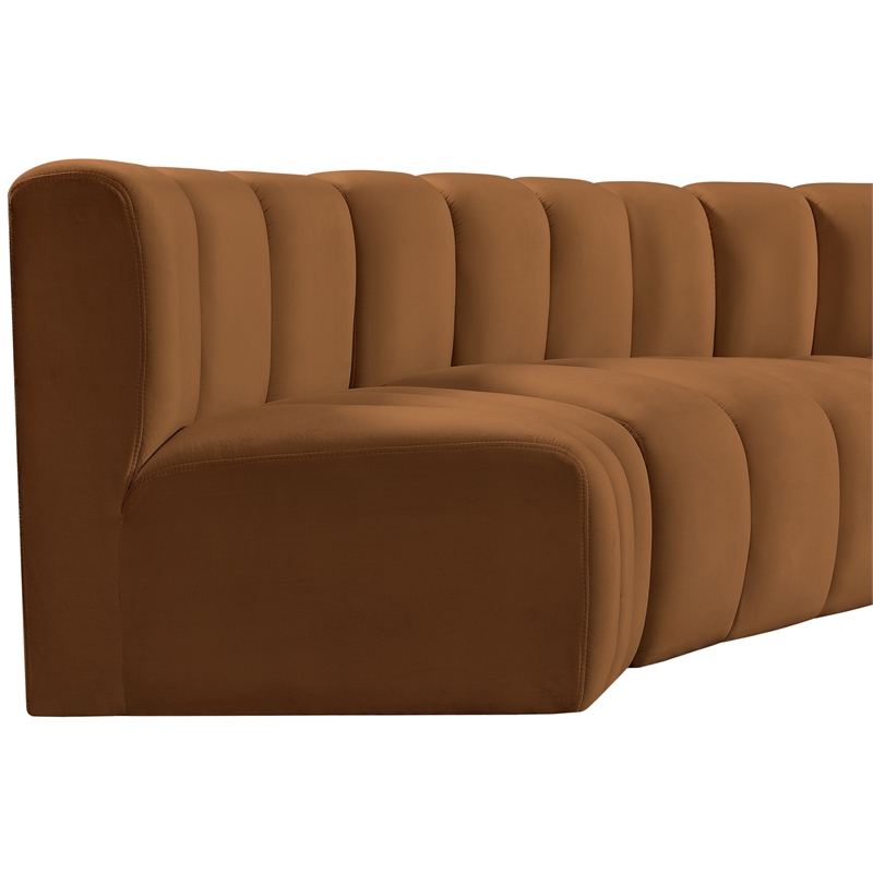 Bowery Hill Contemporary Soft Saddle Velvet Modular Sectional