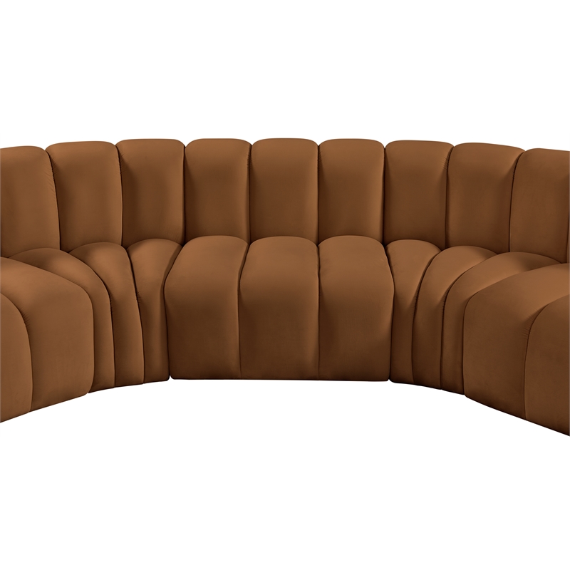 Bowery Hill Contemporary Soft Saddle Velvet Modular Sectional