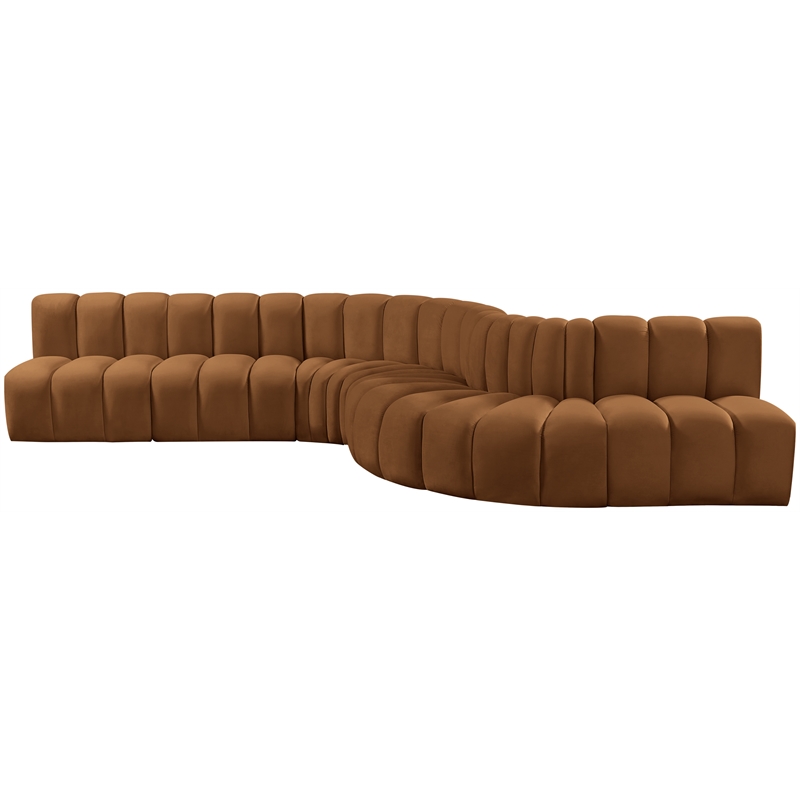Bowery Hill Contemporary Soft Saddle Velvet Modular Sectional