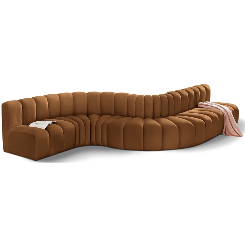 Bowery Hill Contemporary Soft Saddle Velvet Modular Sectional