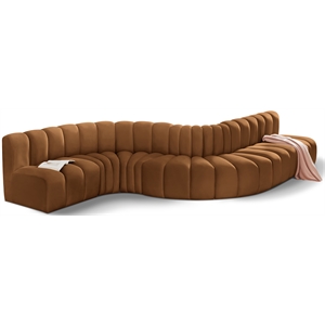 Bowery Hill Contemporary Soft Saddle Velvet Modular Sectional
