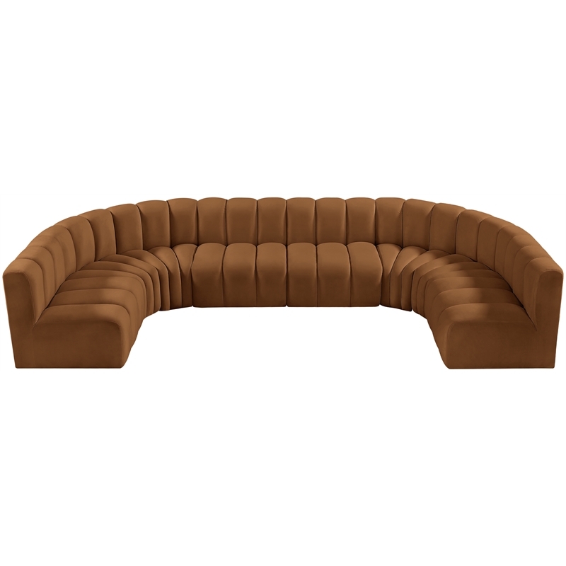 Bowery Hill Contemporary Soft Saddle Velvet Modular Sectional