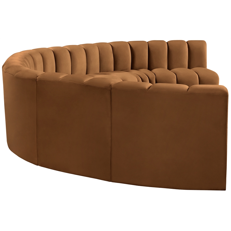 Bowery Hill Contemporary Soft Saddle Velvet Modular Sectional