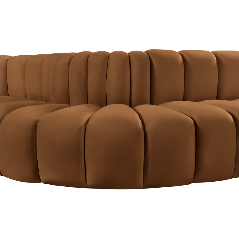 Bowery Hill Contemporary Soft Saddle Velvet Modular Sectional