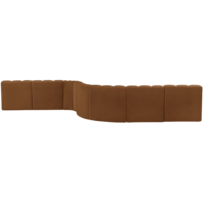 Bowery Hill Contemporary Soft Saddle Velvet Modular Sectional