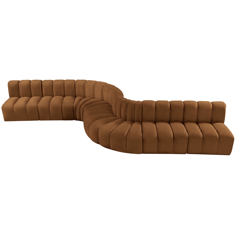 Bowery Hill Contemporary Soft Saddle Velvet Modular Sectional