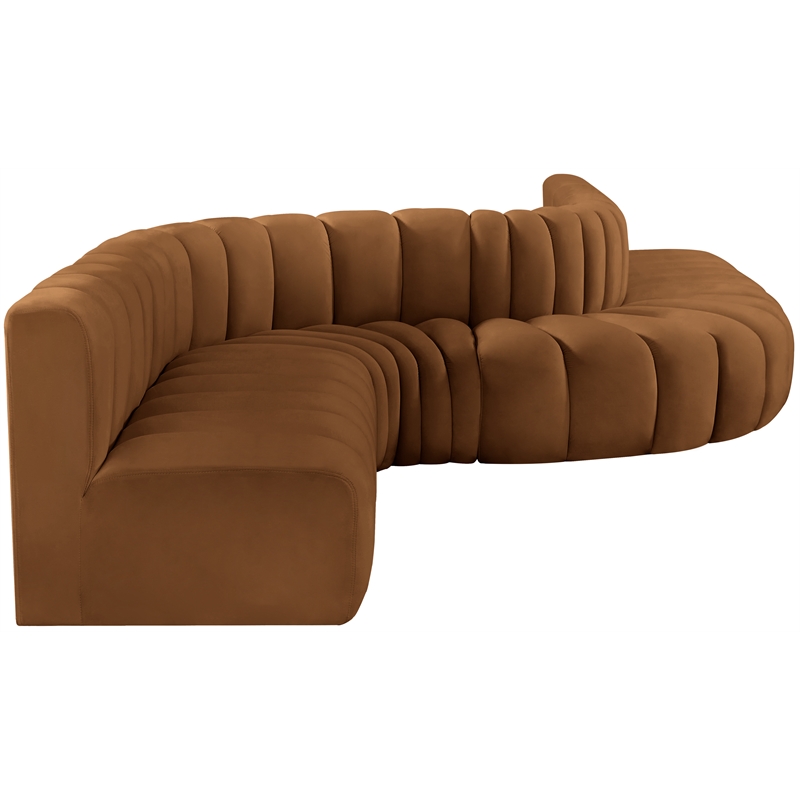 Bowery Hill Contemporary Soft Saddle Velvet Modular Sectional