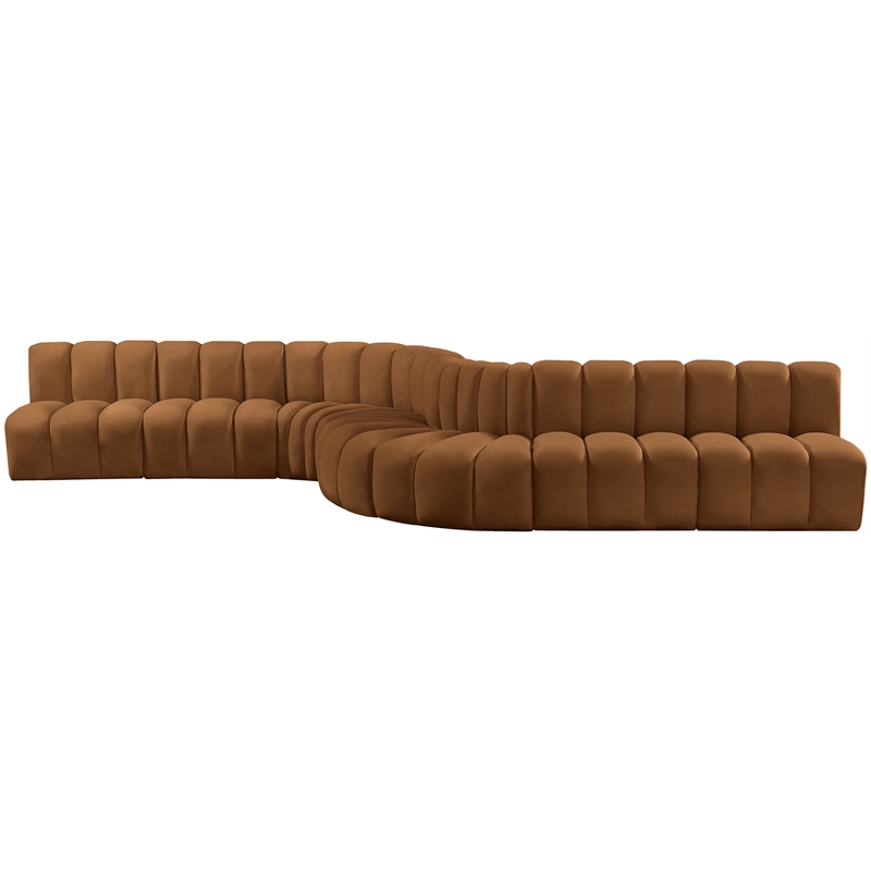 Bowery Hill Contemporary Soft Saddle Velvet Modular Sectional
