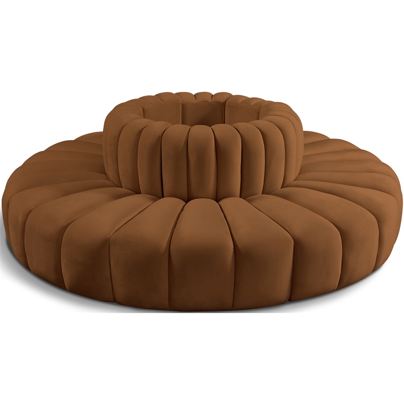 Bowery Hill Contemporary Soft Saddle Velvet Modular Sectional