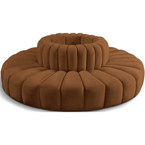 Bowery Hill Contemporary Soft Saddle Velvet Modular Sectional