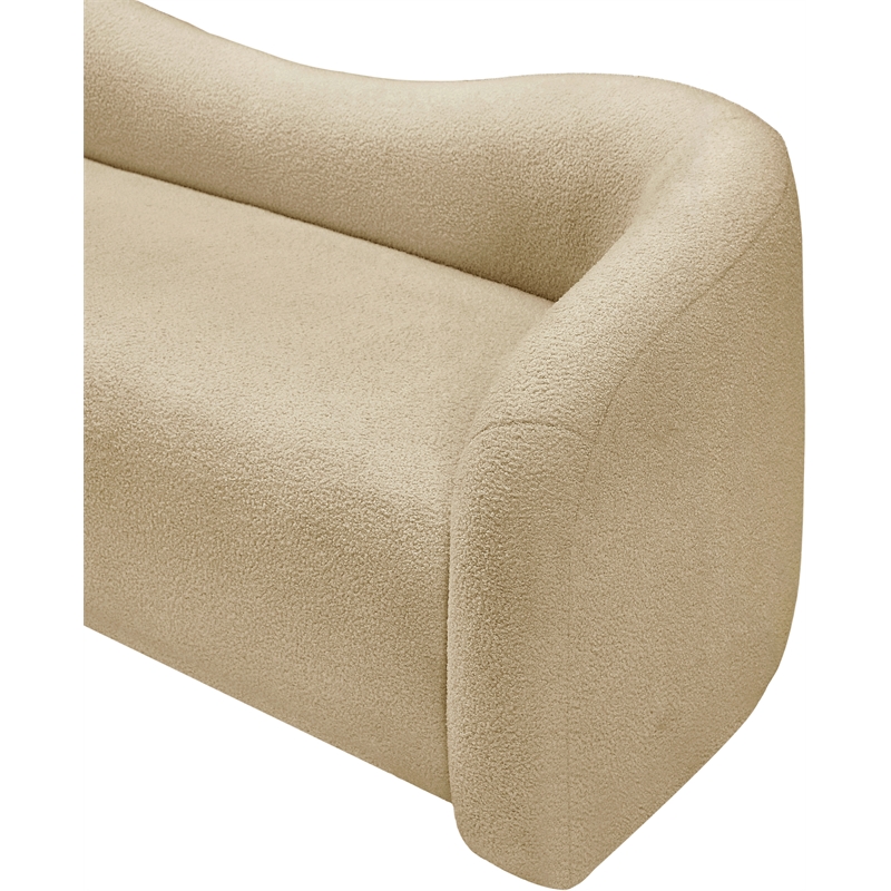 Bowery Hill Contemporary Beige Faux Shearling Teddy Fabric Sofa