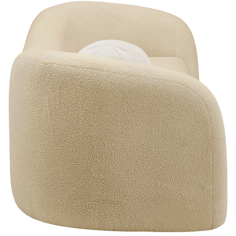Bowery Hill Contemporary Beige Faux Shearling Teddy Fabric Sofa