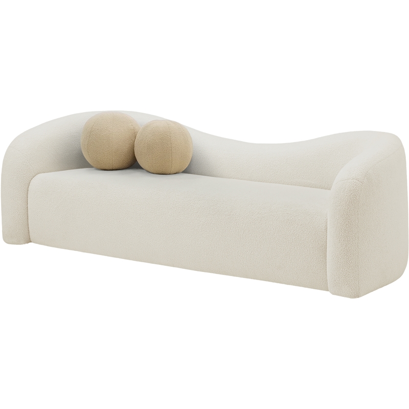 Bowery Hill Contemporary Cream Faux Shearling Teddy Fabric Sofa