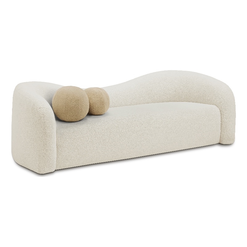 Bowery Hill Contemporary Cream Faux Shearling Teddy Fabric Sofa