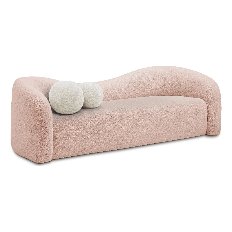 Bowery Hill Contemporary Pink Faux Shearling Teddy Fabric Sofa