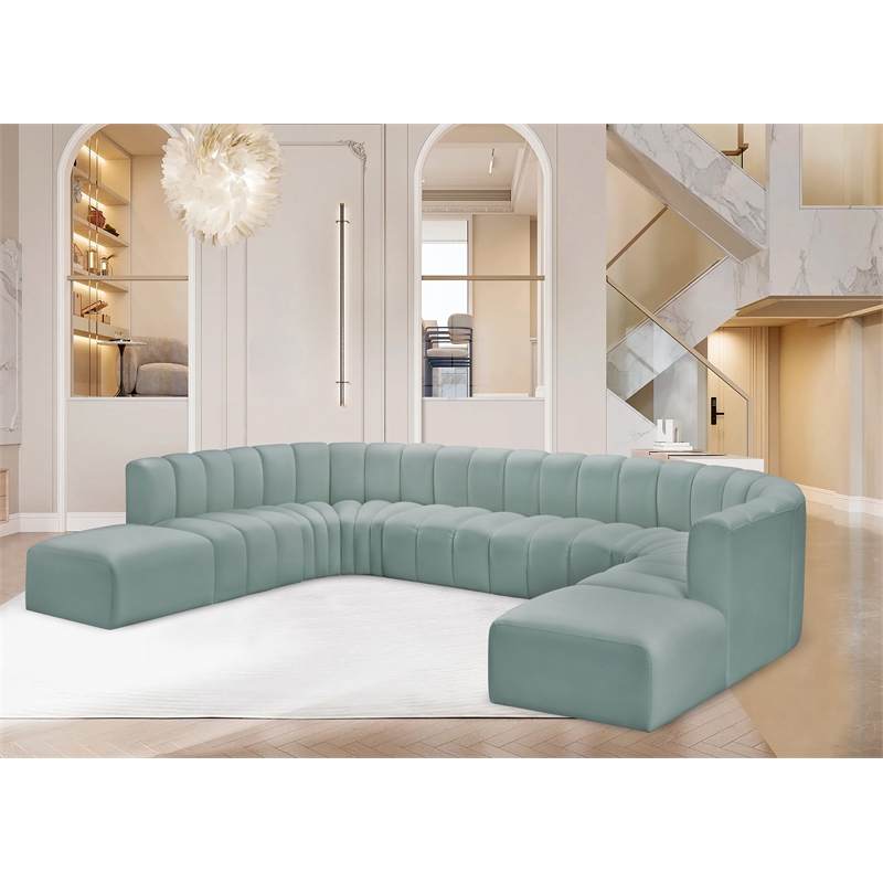 Bowery Hill Contemporary Mint Green Vegan Leather Modular Sectional