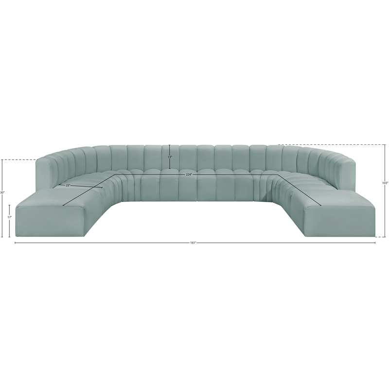 Bowery Hill Contemporary Mint Green Vegan Leather Modular Sectional