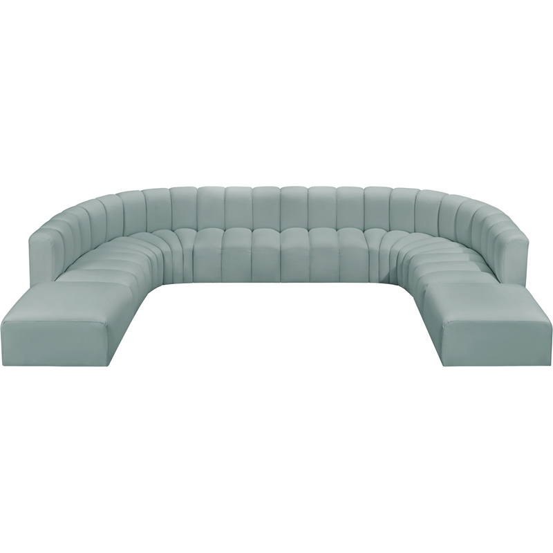 Bowery Hill Contemporary Mint Green Vegan Leather Modular Sectional