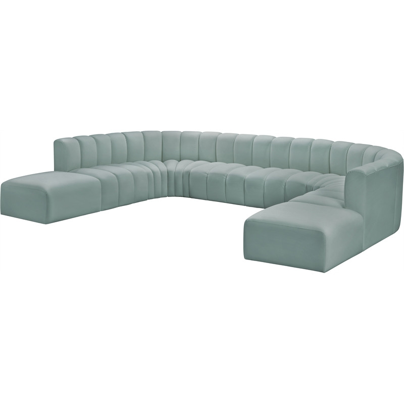Bowery Hill Contemporary Mint Green Vegan Leather Modular Sectional