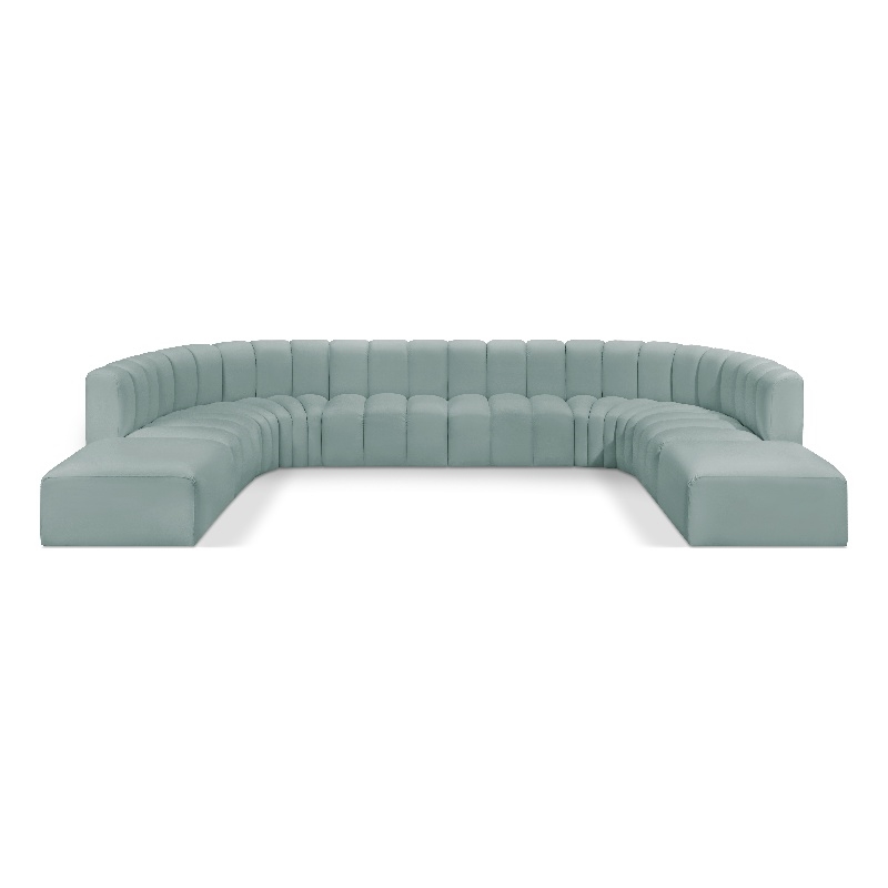 Bowery Hill Contemporary Mint Green Vegan Leather Modular Sectional