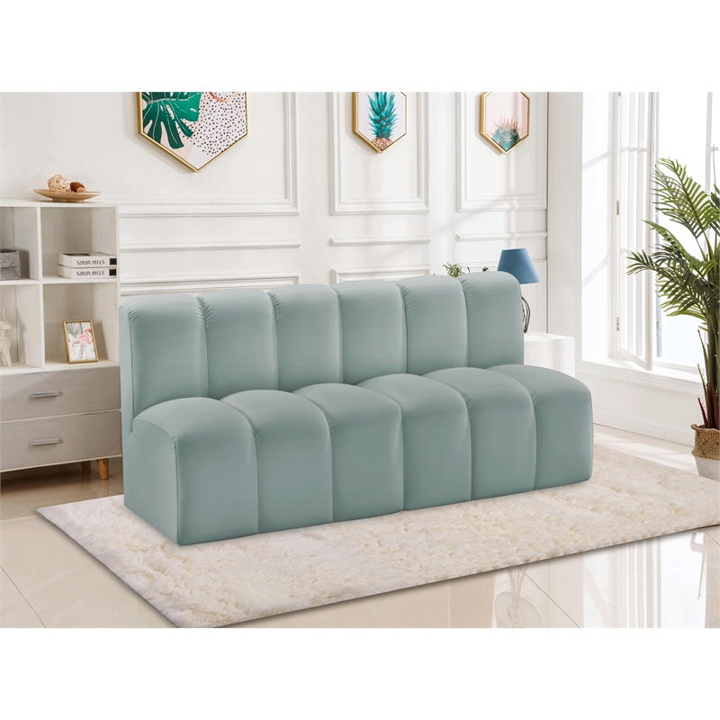 Bowery Hill Contemporary Mint Green Vegan Leather Modular Sectional