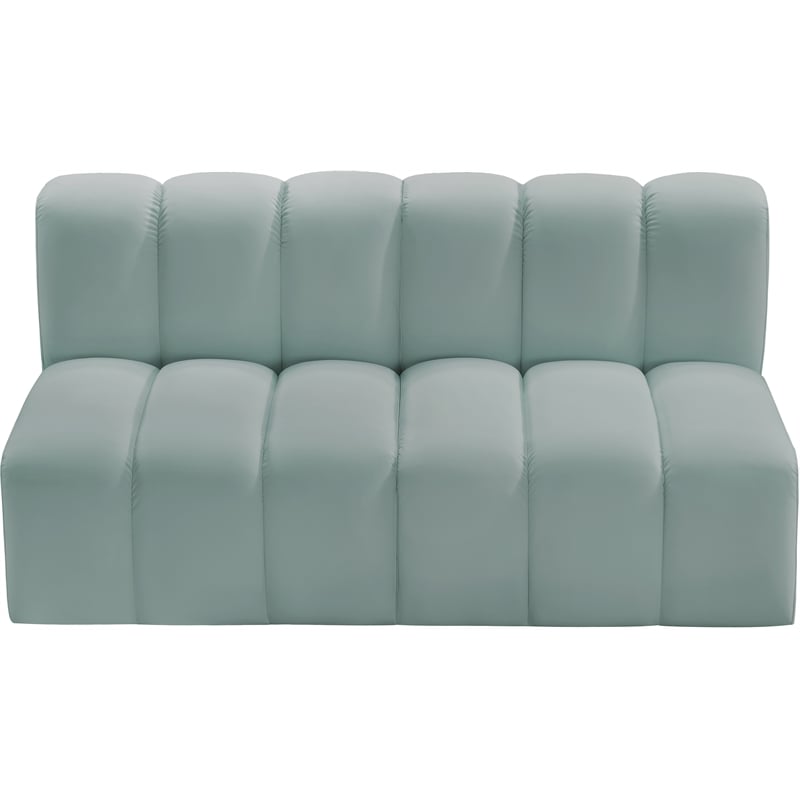 Bowery Hill Contemporary Mint Green Vegan Leather Modular Sectional