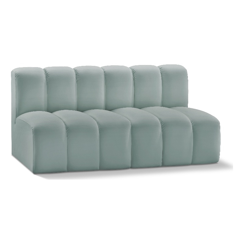 Bowery Hill Contemporary Mint Green Vegan Leather Modular Sectional