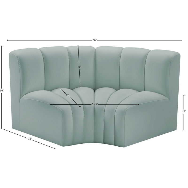 Bowery Hill Contemporary Mint Green Vegan Leather Modular Sectional