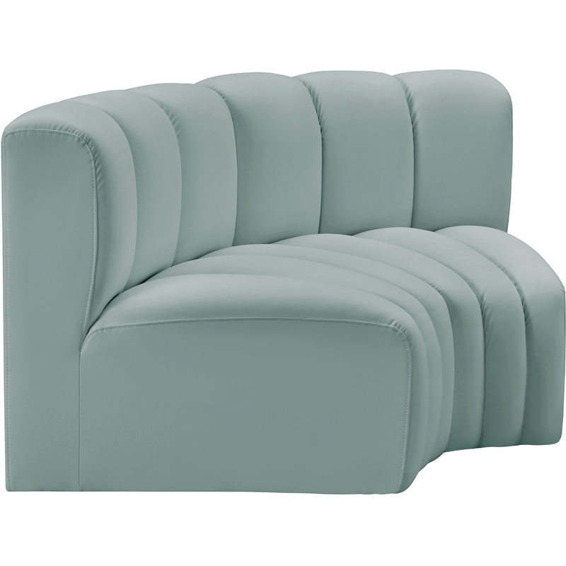 Bowery Hill Contemporary Mint Green Vegan Leather Modular Sectional