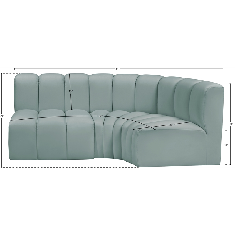 Bowery Hill Contemporary Mint Green Vegan Leather Modular Sectional