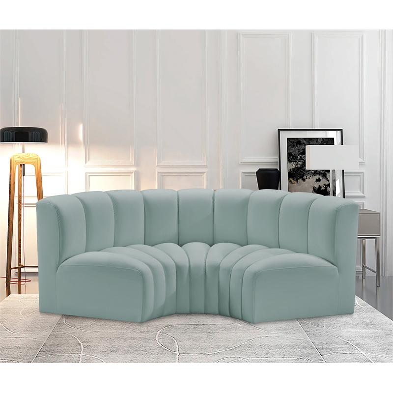 Bowery Hill Contemporary Mint Green Vegan Leather Modular Sectional