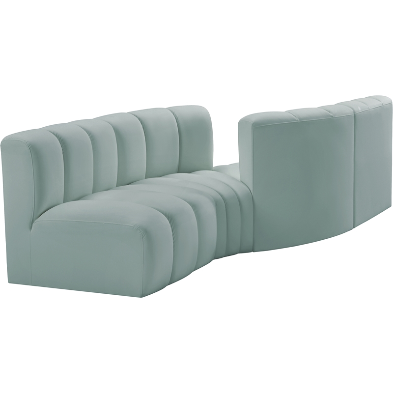 Bowery Hill Contemporary Mint Green Vegan Leather Modular Sectional